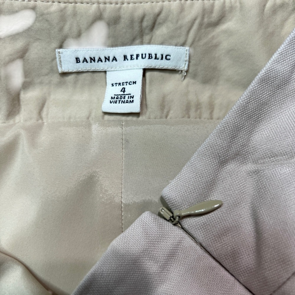 Banana Republic Beige Stretch A-Line Mini‎ Skirt Size 4 Side Zip - Picture 7 of 11